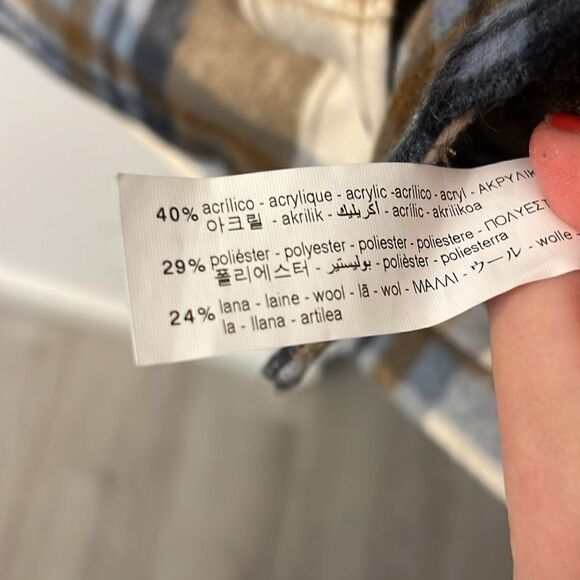 Zara Wool-Blend Plaid Overshirt Shacket Size XS - Picture 8 of 9